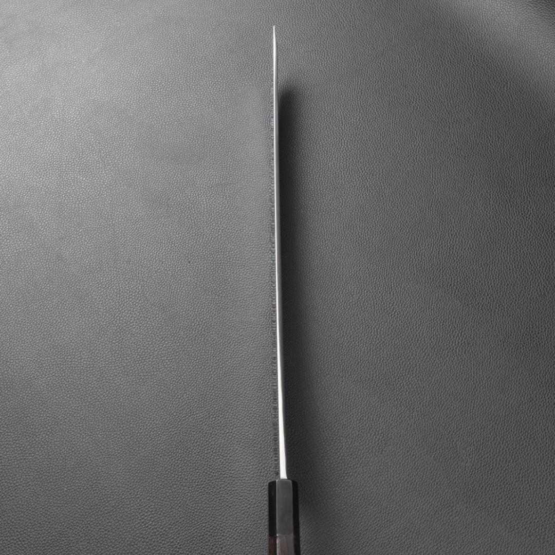 11118鬼反り先丸包丁尺二鏡面仕上げ刺身包丁刃は究極の切れ味黒檀黒水牛角八角柄