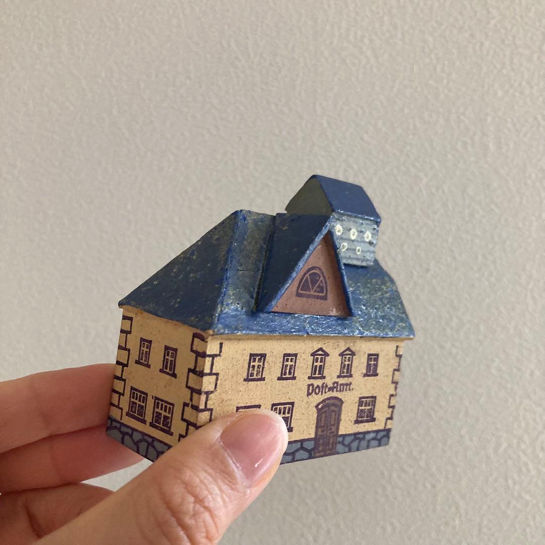 WF-35 ドイツアンティークミニチュア小さな小さな木製馬車＆素敵な建物のセット