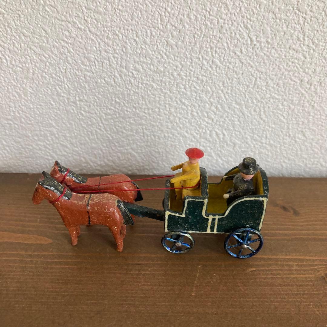 WF-35 ドイツアンティークミニチュア小さな小さな木製馬車＆素敵な建物のセット