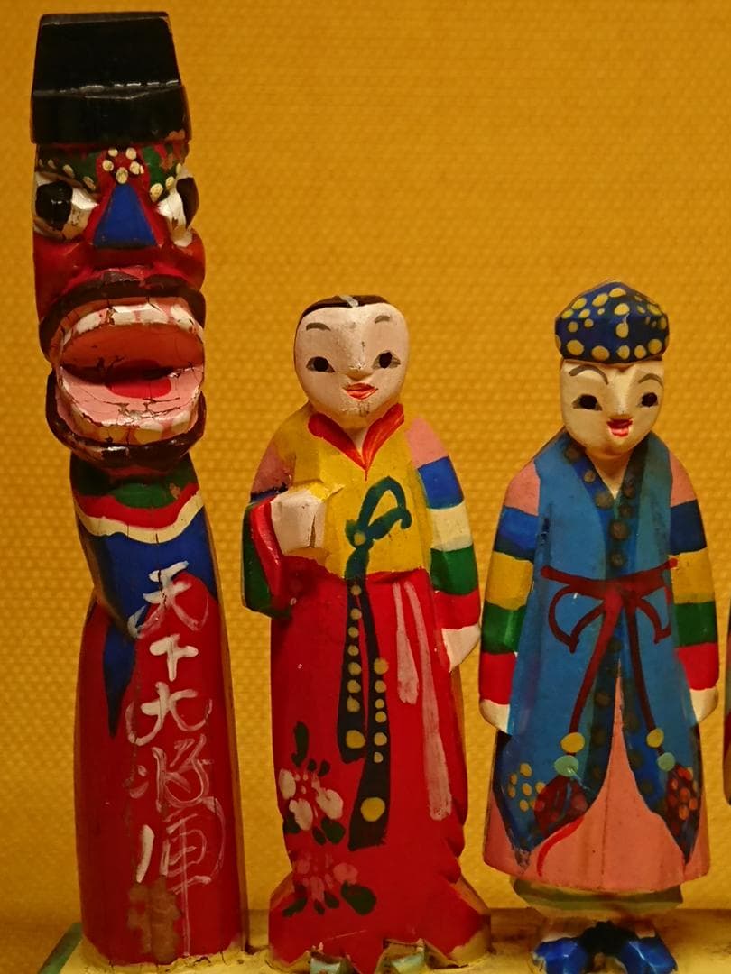 人形　木彫　天下大将軍　地下女将軍　置物　インテリア　工芸品　美術品　A2512