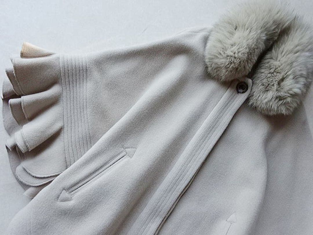 Sov. ソブ ポンチョ ケープ　コート　ブルーフォックス