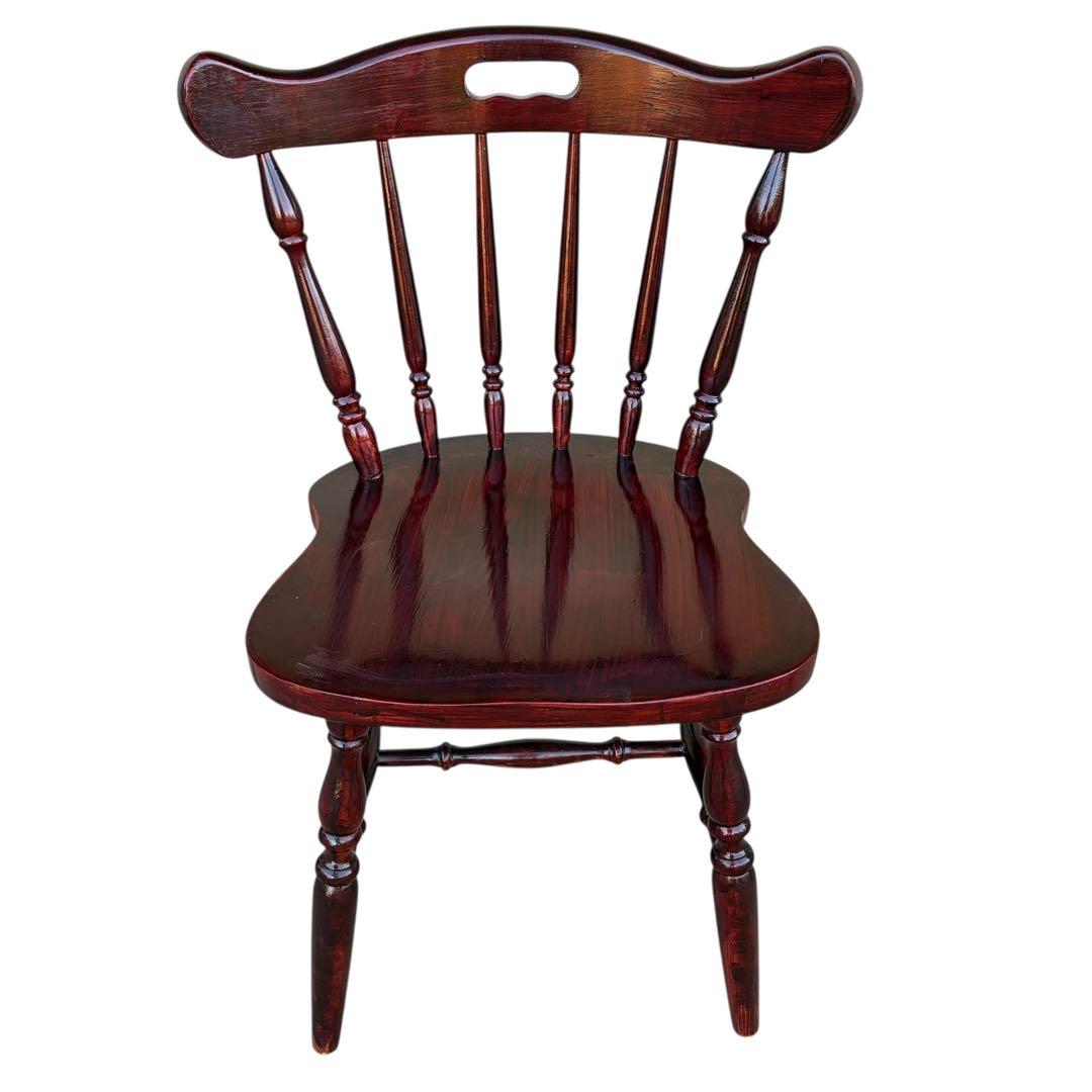 飛騨高山 柏木工 ウィンザーチェア 2脚セット ダイニングチェア ワインレッド①