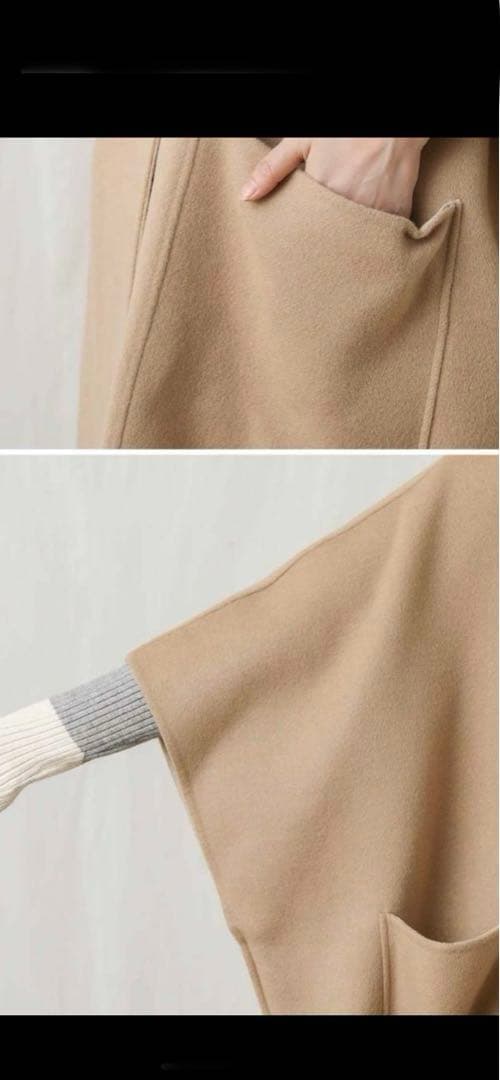 【即発送】クロシェ　ポンチョ　マント　コート　グレー　フリーサイズ　ウール