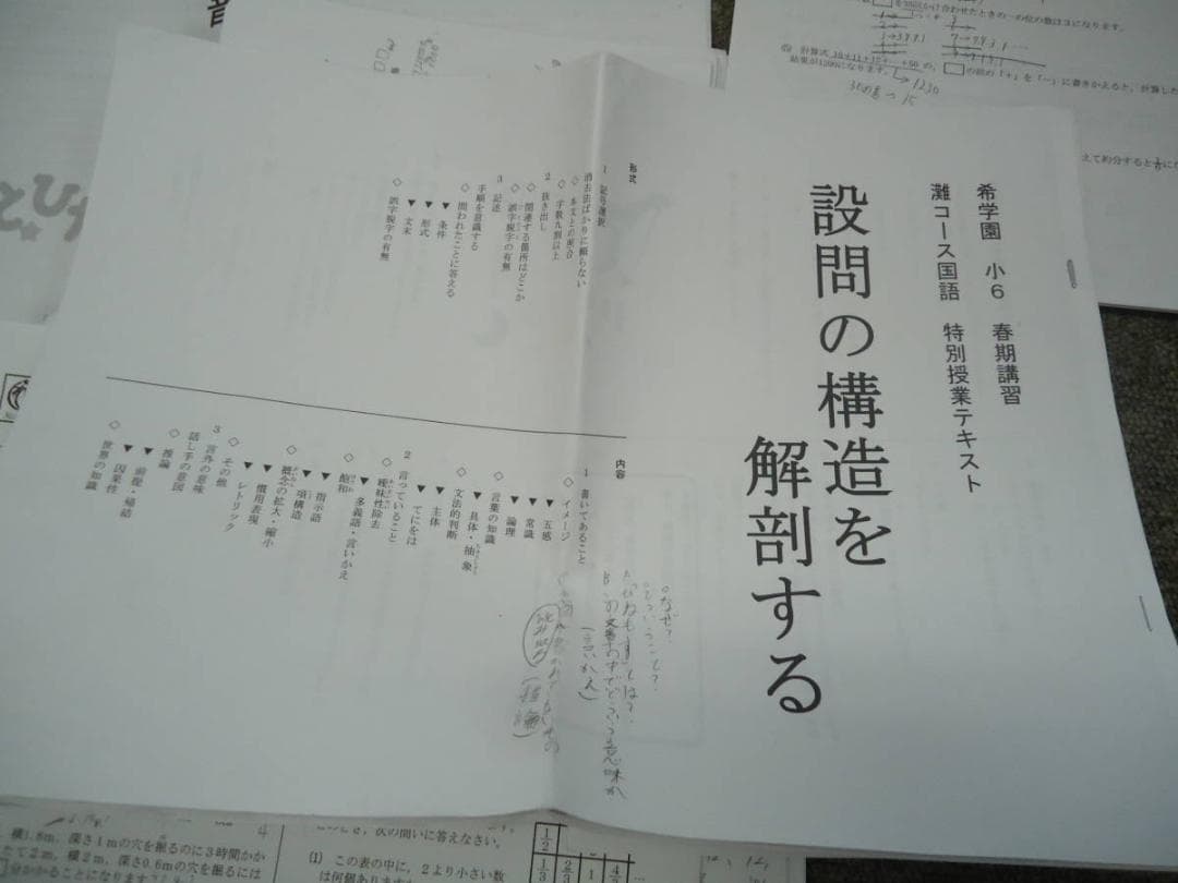 希学園　小6灘コース　春期講習/夏期演習特訓　国算理　　2019年度使用版