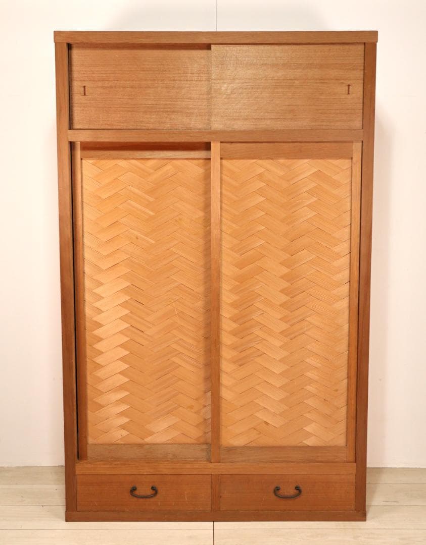 BK242　茶道具　置水屋　箪笥　茶箪笥　網代扉　煎茶棚　収納棚