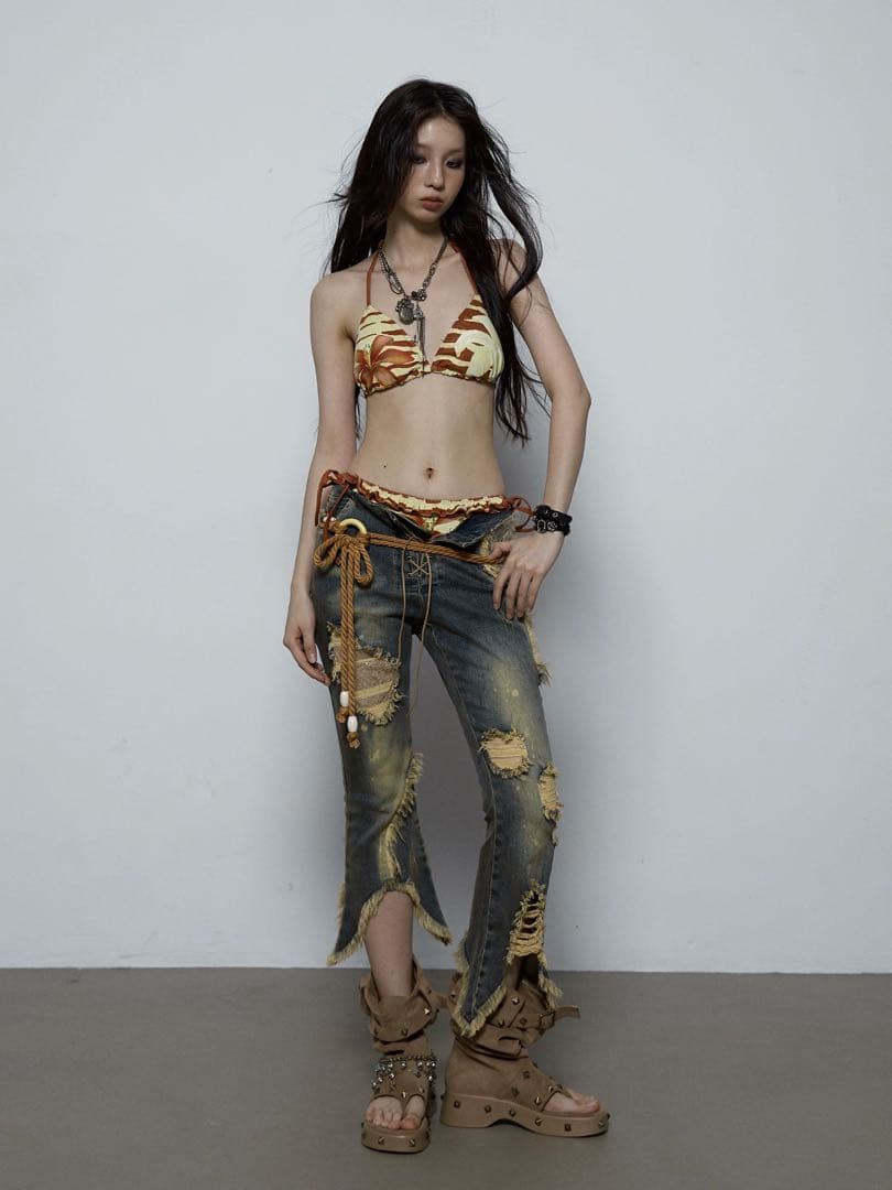 NO ROMANCEパンク ギャル×ピュア 百合風サマービキニセットy2k00s