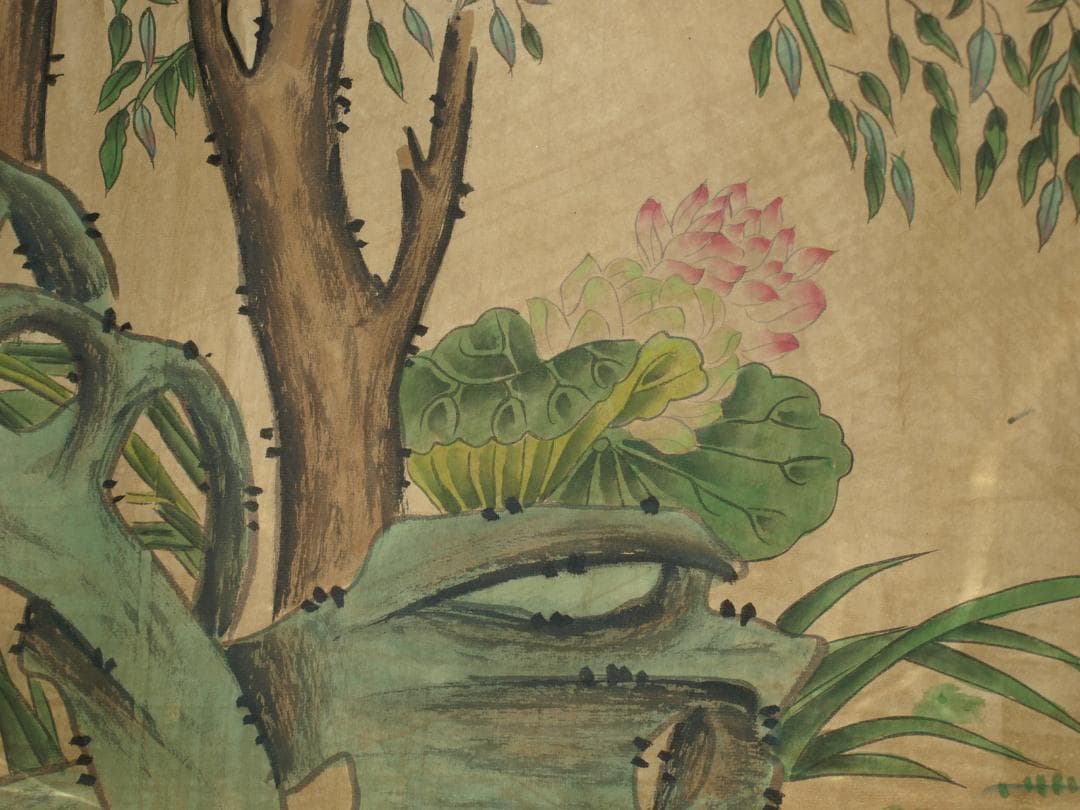 中国明時代の絵　激安骨董品　肉筆保証　掛け軸 古董品古美術 BD072A2-3