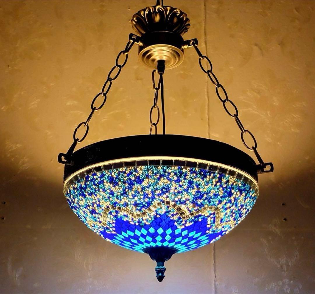 引掛けシーリング用 青と多色のモザイクペンダントライト
