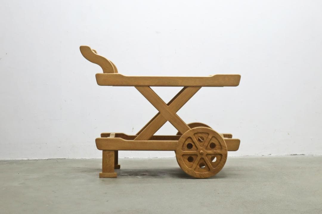 オーク無垢材 トローリー ワゴン キッチン ラック シェルフ カントリー