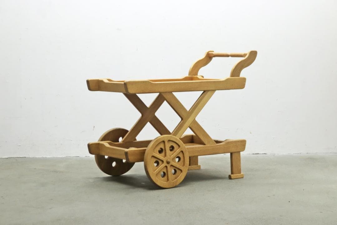 オーク無垢材 トローリー ワゴン キッチン ラック シェルフ カントリー