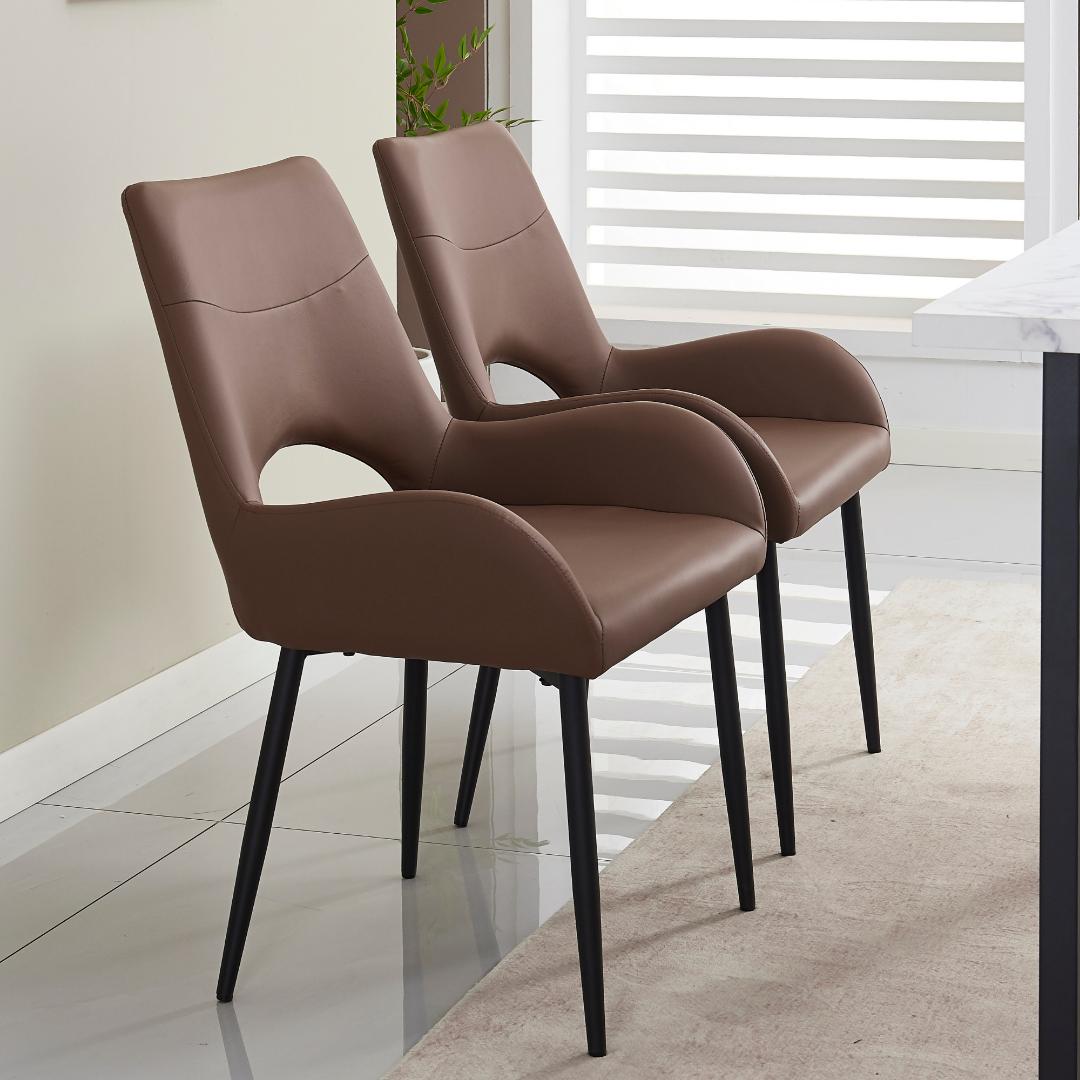 【2脚】ダイニングチェア 2脚セット お掃除ロボット対応 肘付き PU