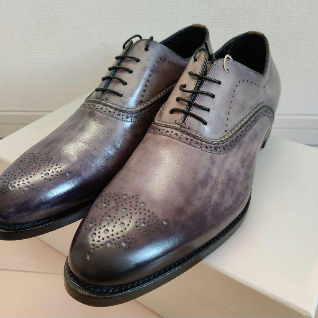 Santoni プレーントゥ+ウィングチップ グレー 8.5/27.2