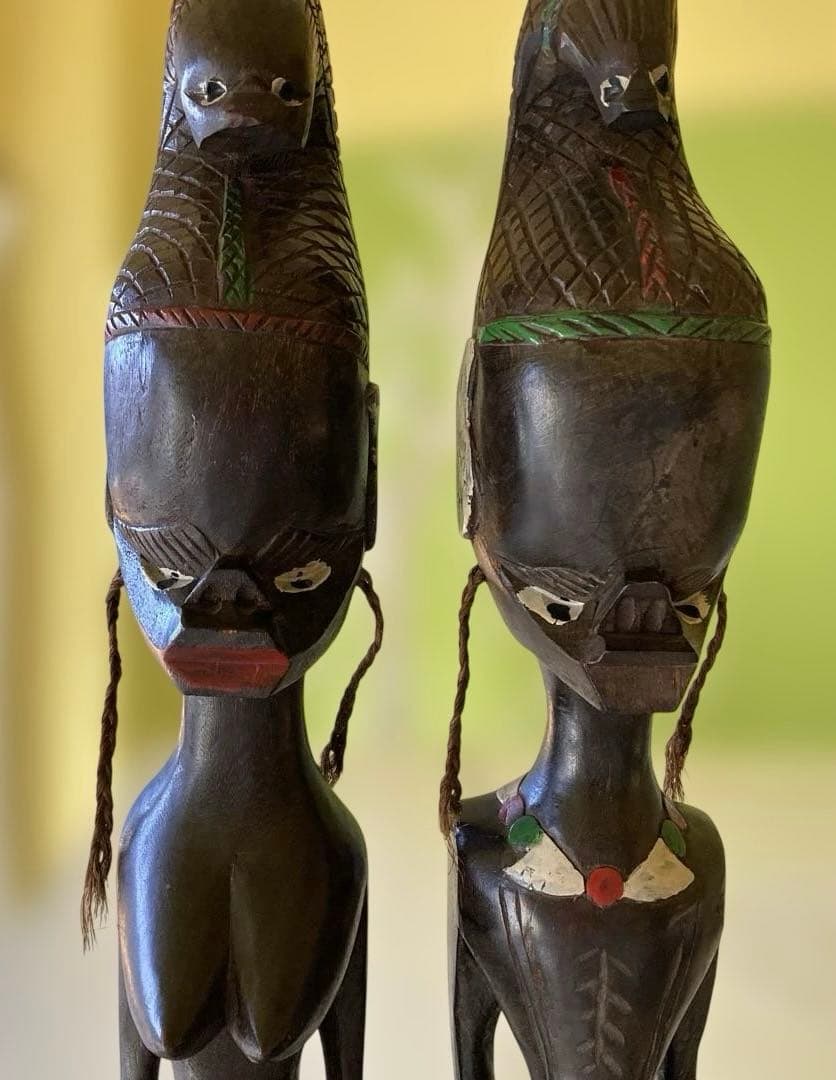 アフリカンスタイル 木製彫刻 2体セット