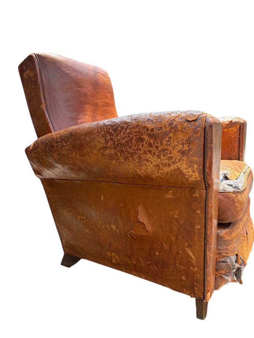 レザー クラブチェア フランス アンティーク 本革 1人掛け ソファ