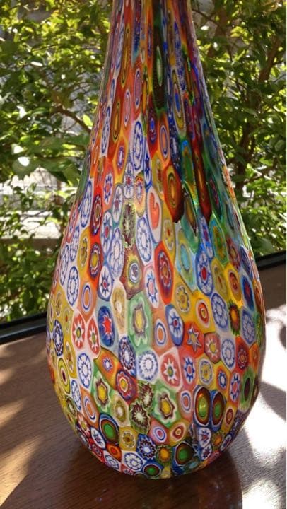 ムラーノ ベネチアン ミルフィオリ 金彩のデキャンタ 花瓶