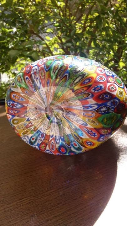 ムラーノ ベネチアン ミルフィオリ 金彩のデキャンタ 花瓶