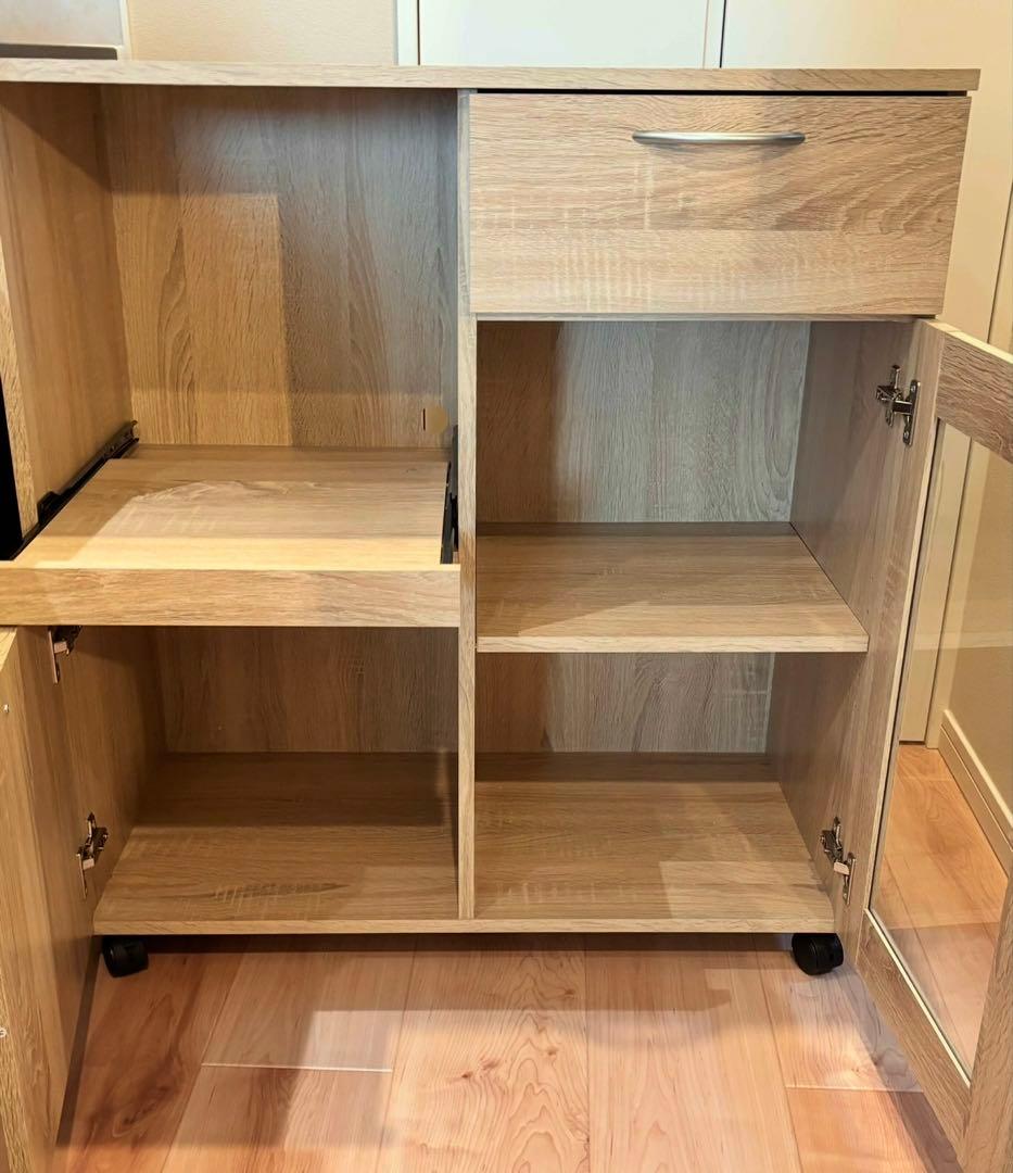【完成品・送料込】キッチンワゴン キャビネット ホワイトオーク 美品