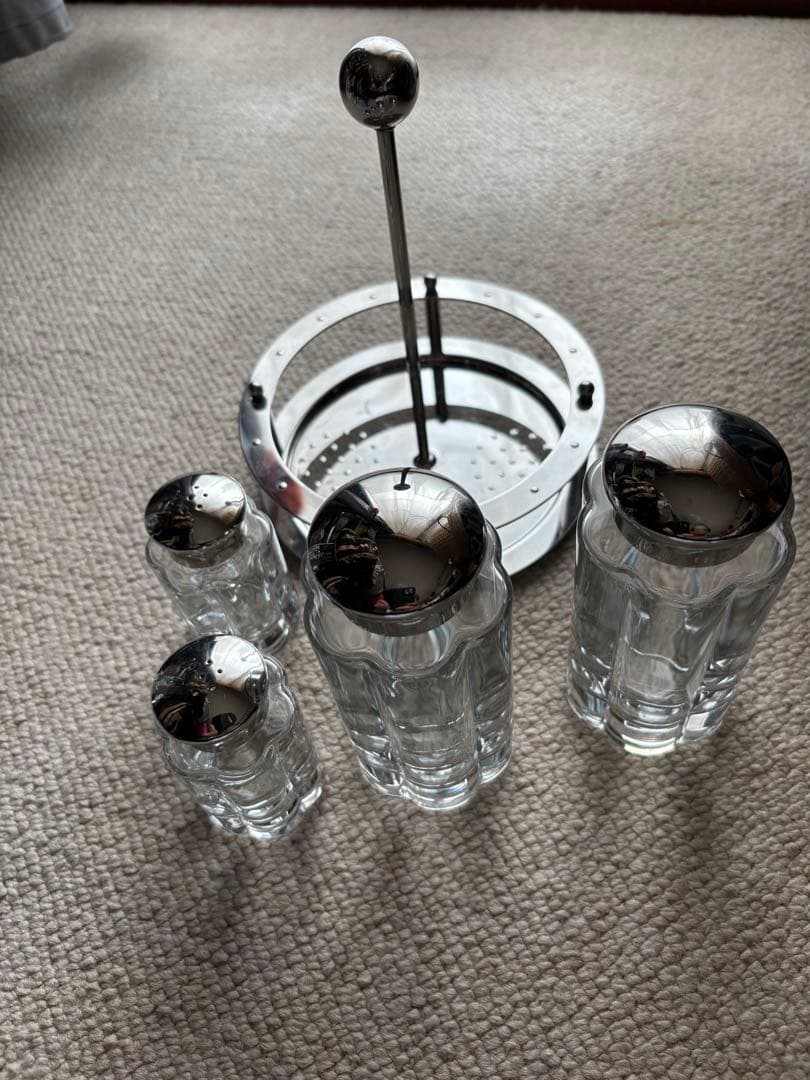 イタリア製ALESSIのガラス製調味料ラック 4個セット