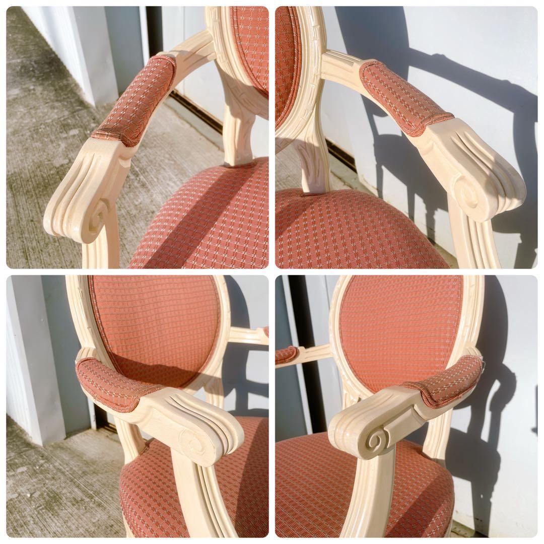 【美品②】ルイ16世様式 フランス華麗チェック織物張 メダリオンアームチェア