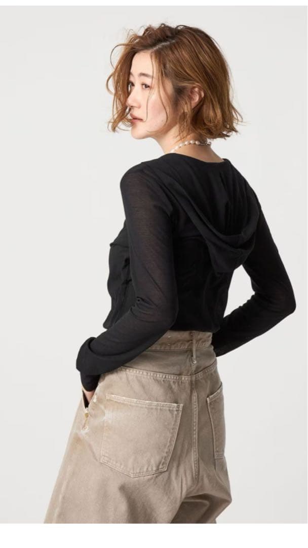 conte コットン シアー フーデッドカットソー