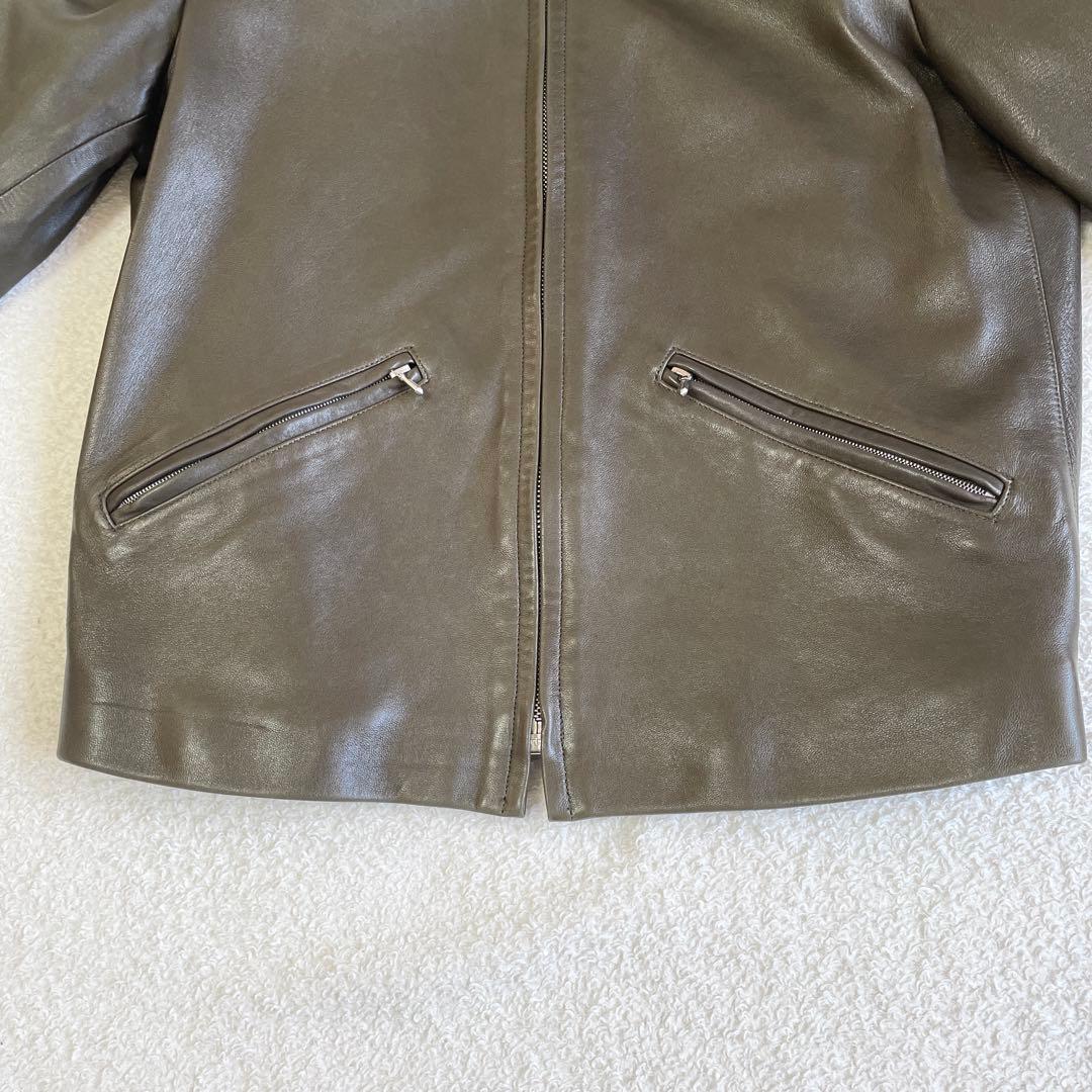 美品 サイズ0 アニエスベースペシャル シングルライダースジャケット カーキ