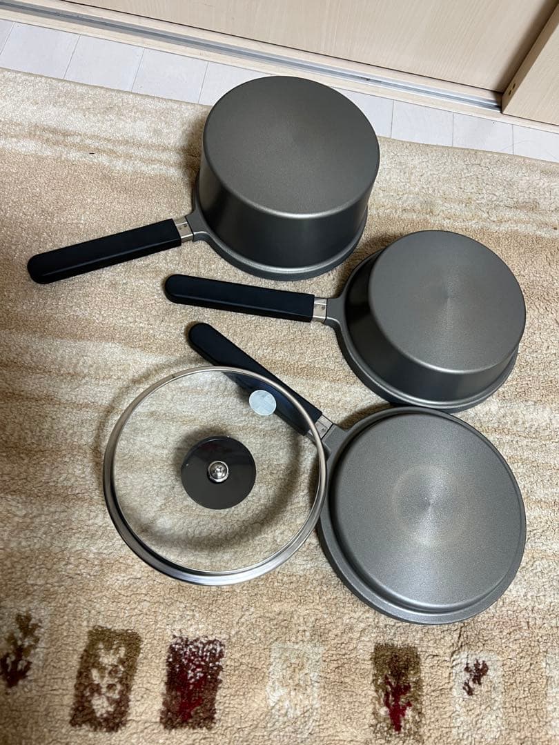 ムスイ　無水鍋　片手鍋 ガラス蓋付　ミニセット