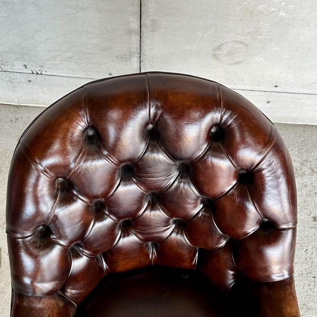 ★チェスターフィールド★総革 革張り ソファー　1人掛け　スプーンバックチェア