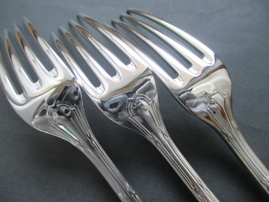 極美品☆仏蘭西高級銀器クリストフルシルバー銀Pスタンダードフォーク3本　リュバン