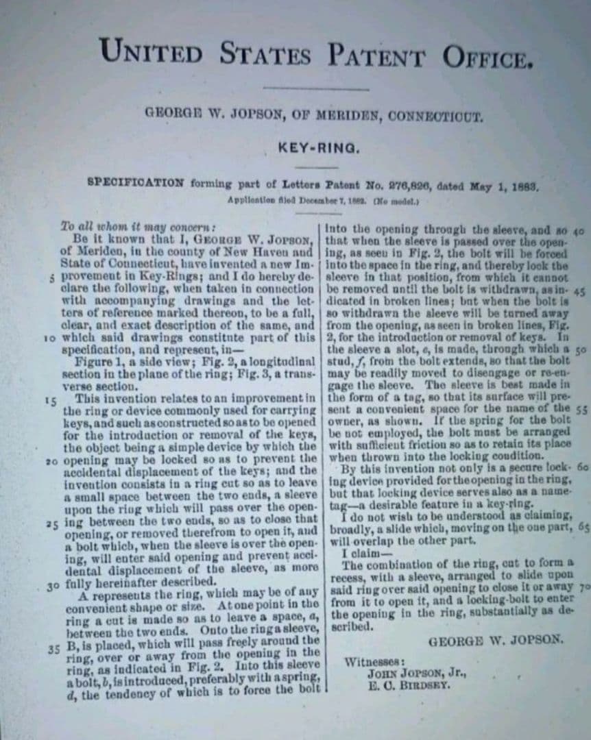 1883年 米国製 ビンテージ ブラス キーホルダー