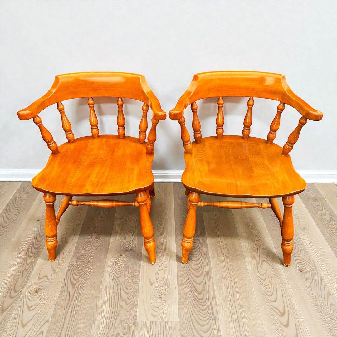 稀少❣️ヴィンテージ品✨柏木工 ダイニングチェア 2脚セット アームチェア ①