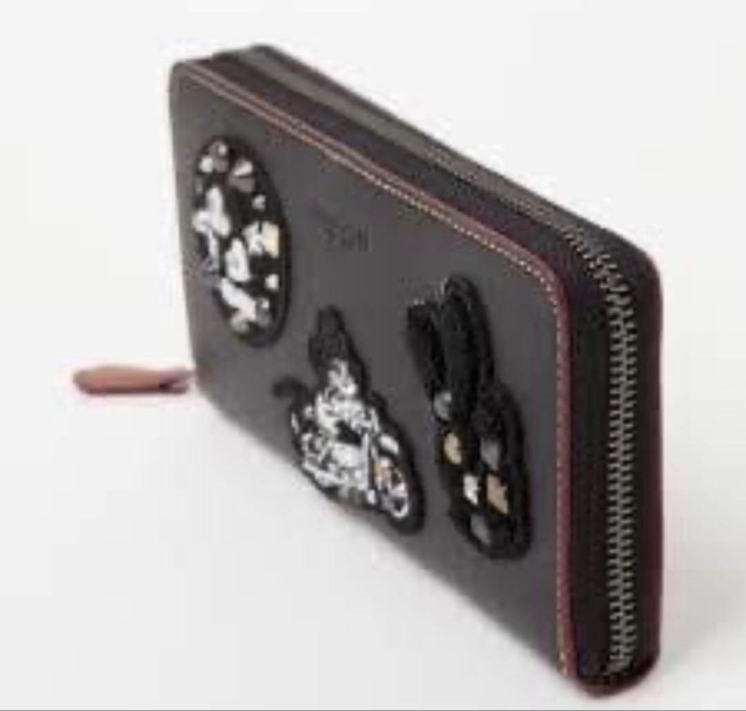 COACHコーチコラボミッキーマウスパッチレザーウォレット長財布