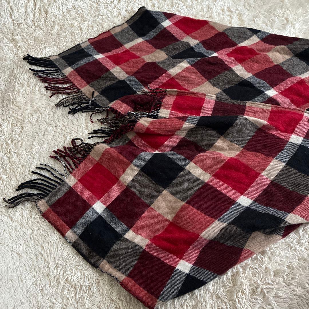 ブルーレーベルクレストブリッジ チェックリバーシブルフード付きショール