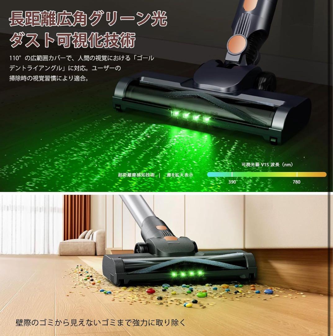 掃除機 コードレス75Kpa真の超強力吸引　最軽量2in1置くだけ充電55分稼働