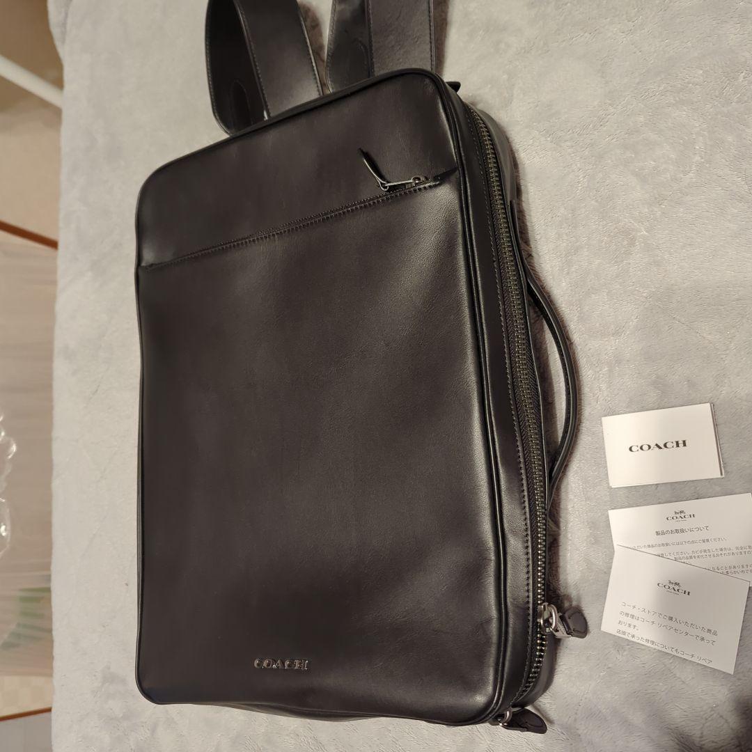 【使用回数5日】COACH ブラック レザービジネスバッグ リュック紐収納可