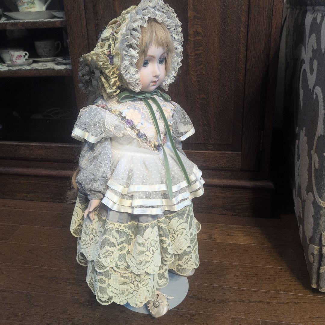 IMSCO イムスコ ビスクドール 55cm アンティーク調 スタンド付　人毛