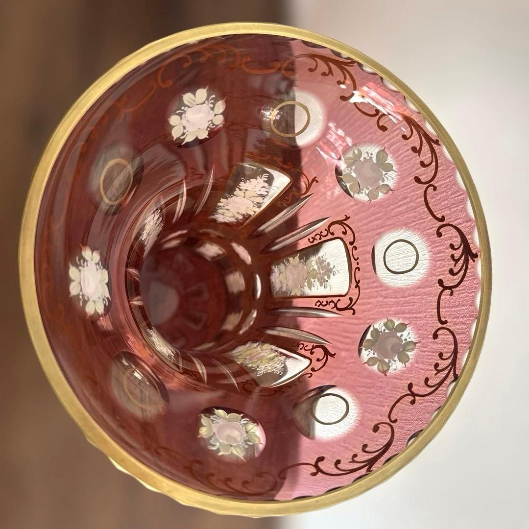 ボヘミアンガラス　花瓶　ボヘミアグラス　ボヘミアングラス　アンティーク