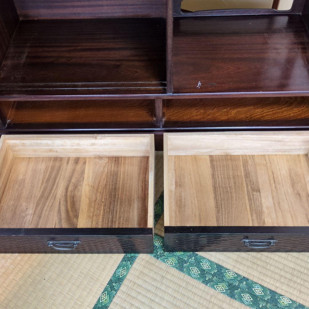 昭和レトロ 鎌倉彫 茶箪笥 和製 飾り棚 シェルフ アンティーク 骨董