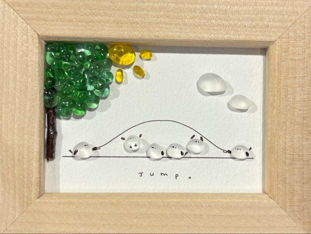 シマエナガ　桜満開　お花見！シーグラスアート