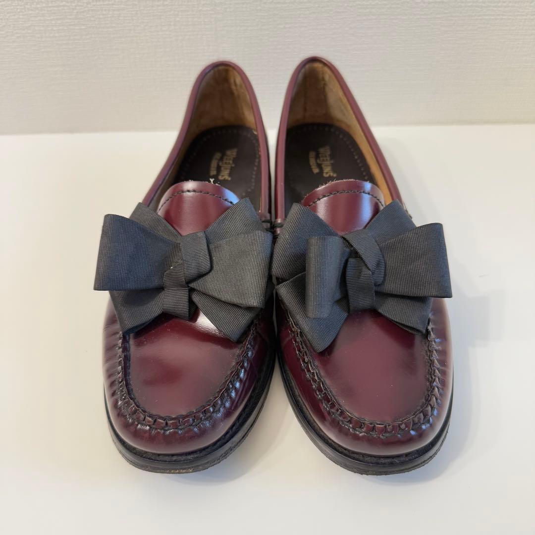 希少 G.H.BASS Weejunsリボン ローファー 24cm バーガンディ