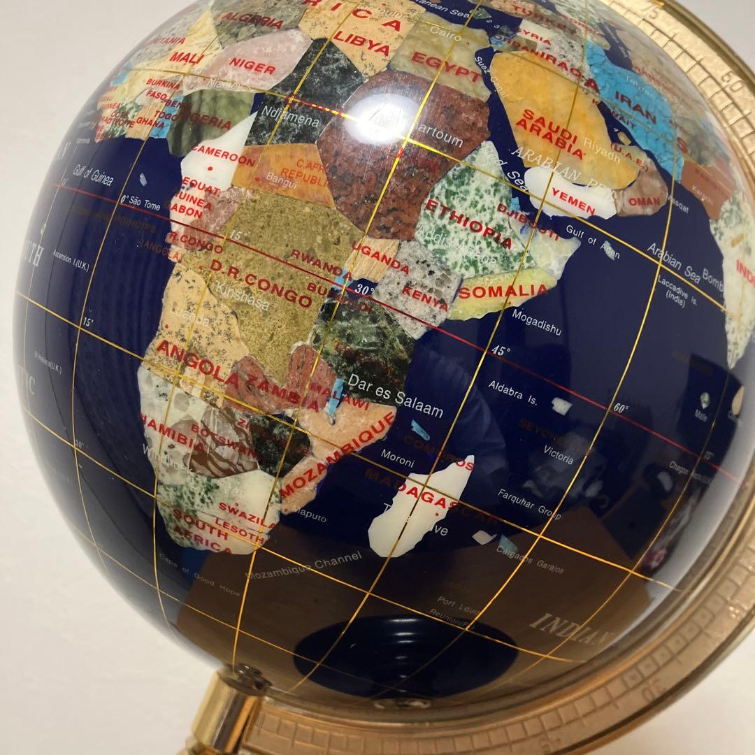 ブ*フ様 工芸品　天然石地球儀　ラピスラズリ他　パワーストーン　開運　44㌢