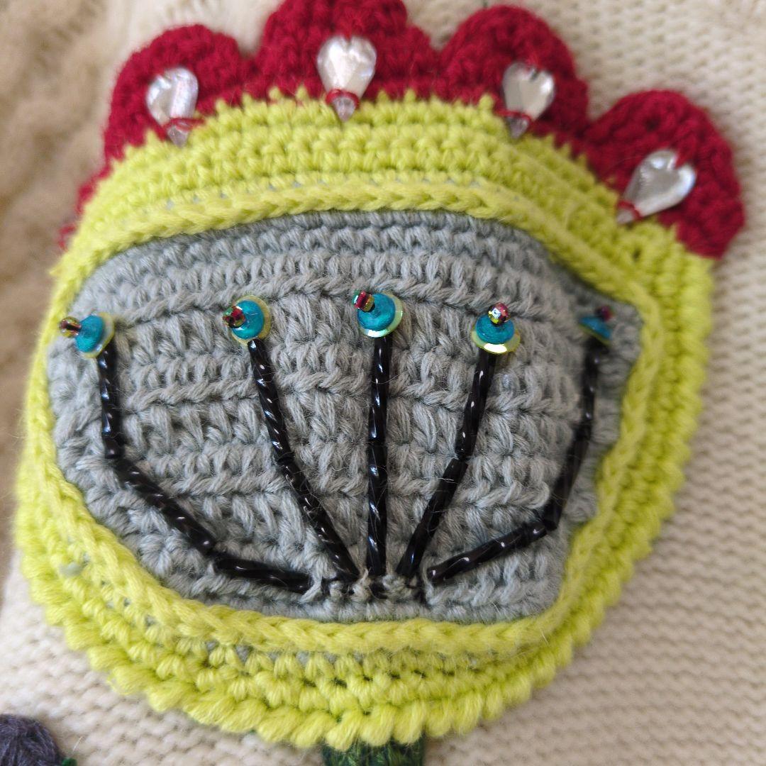 専用です。 アルベロベロ♥️ぶたさん花ビジュ刺繍 ウールロングカーディガン