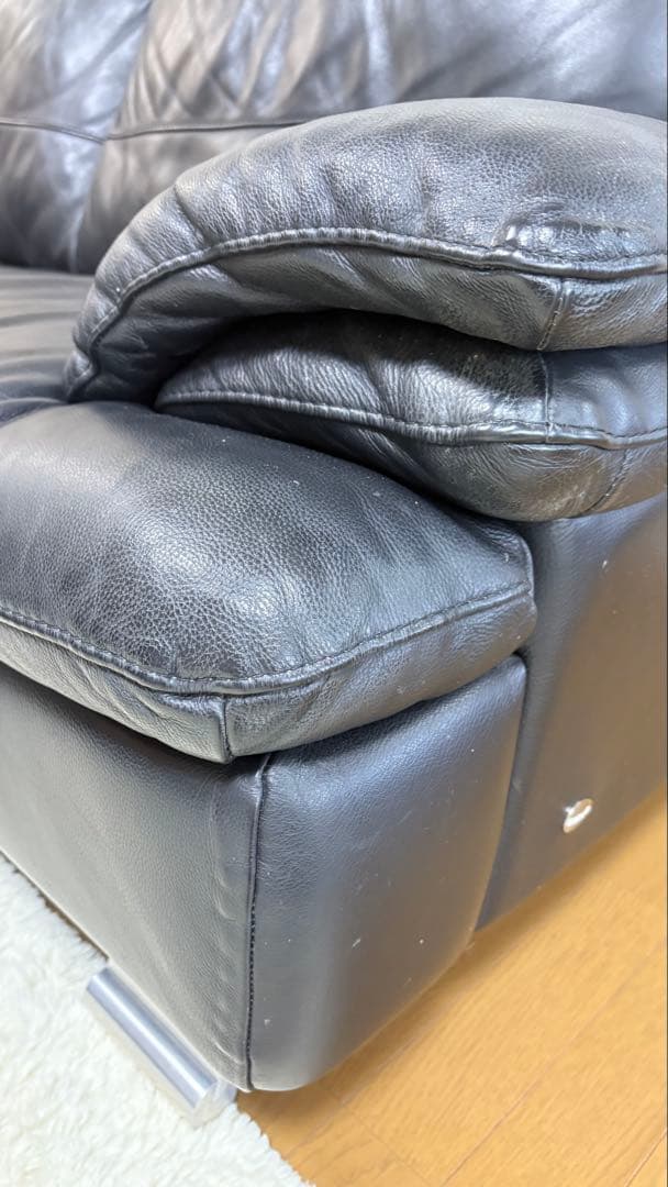 italsofa 黒レザー　3人掛けソファ