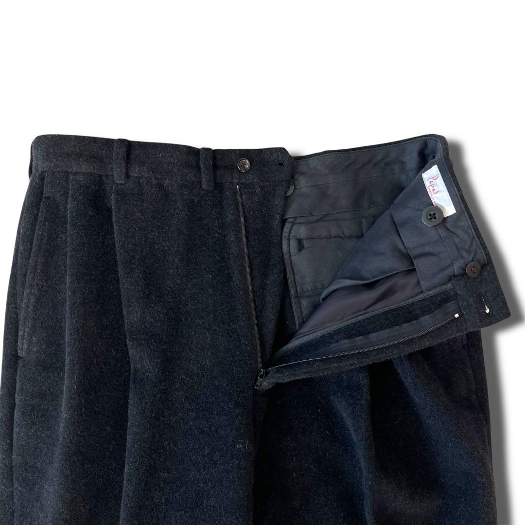 美品 PAPAS アンゴラ ウール 2B セットアップ スーツ L ブラック