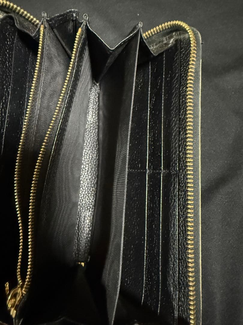 グッチ GUCCI ズゥミ カーフレザーラウンドファスナー ブラック