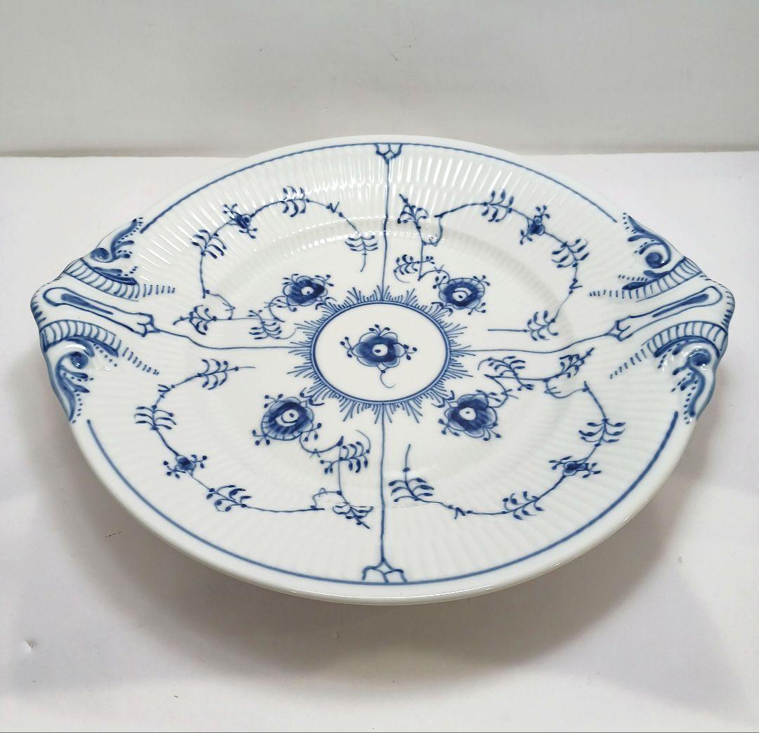 Y3223-1 ロイヤルコペンハーゲン ブルーフルーテッド 大皿 耳付　QQQ