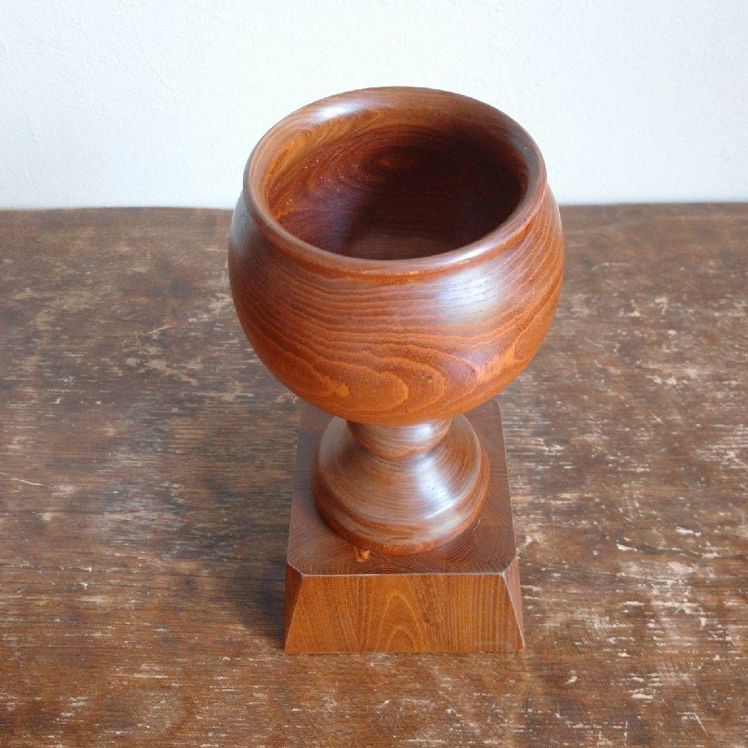 木製 球形花器 四角形台座付き