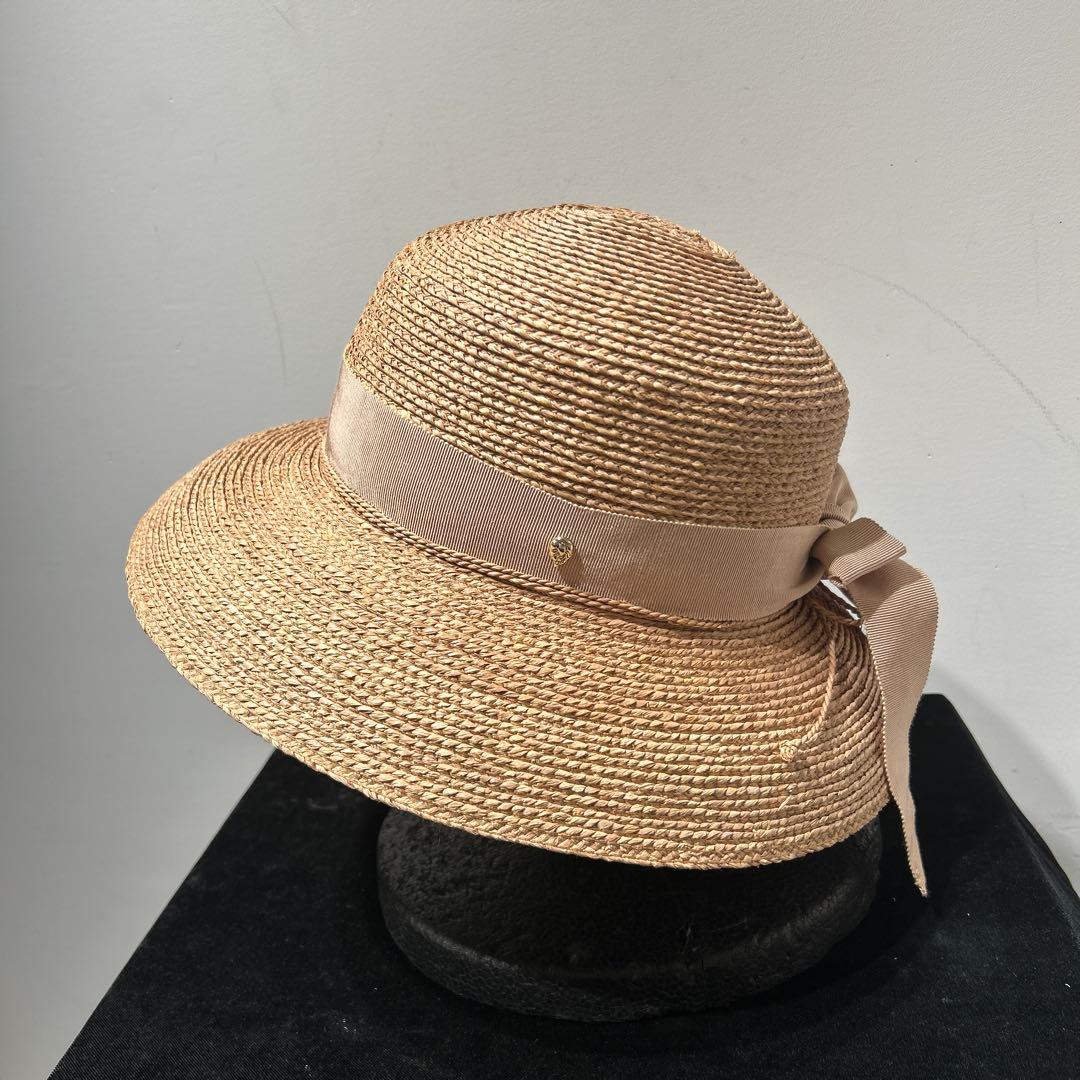 ヘレンカミンスキー 麦わら帽子 ラフィアハット 帽子 リボン ベージュ　上品