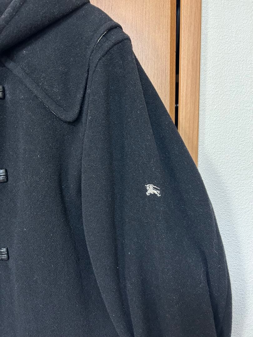 バーバリーブラックレーベル　黒　ウール　ダッフルコート　Lサイズ