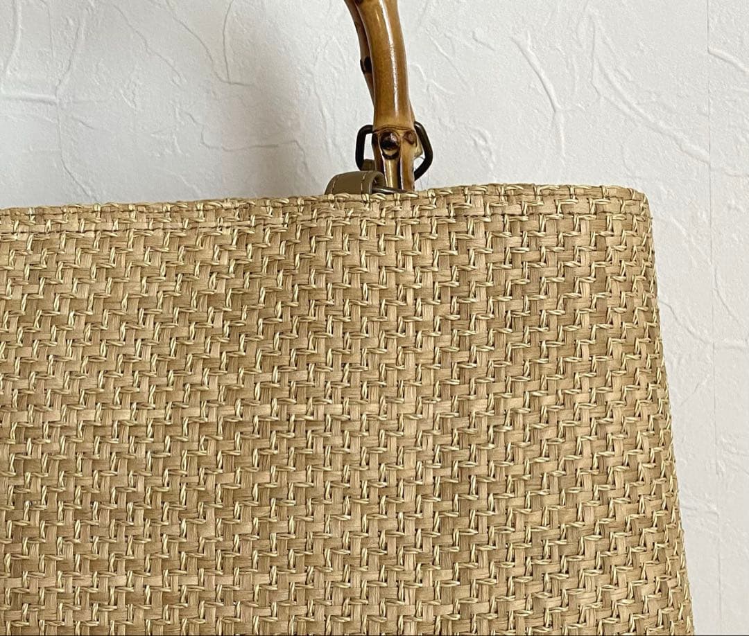 【新品未使用】カゴ風バッグ　生成り