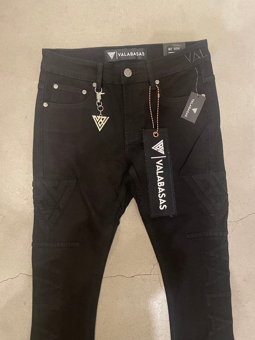 バラバサス valabasasブラックサイドロゴスキニーフレアデニム 29 新品